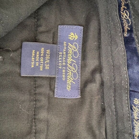 Brooks Brothers Advantage Chino Elliot 36/34 Cuffed *Wallet‎ Fade Spot* - Picture 9 of 11
